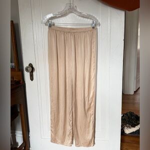 100% Silk Full Length Cream Pants